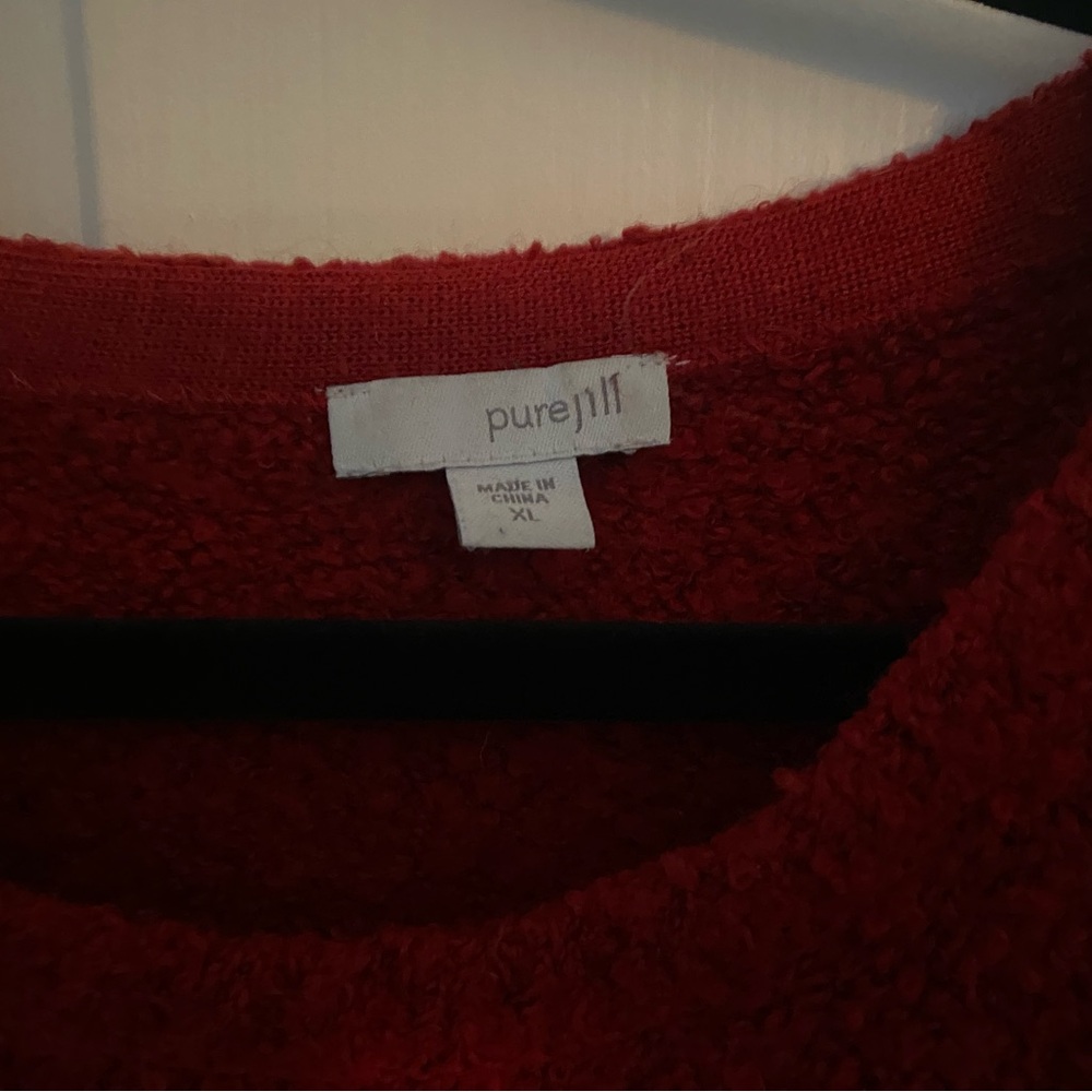 J. Jill Red Crew Neck Sweater Boucher Knit - Picture 2 of 6